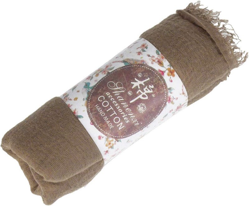 Wobe Women Summer Cotton Blend Crinkle Vintage Soft Long Scarf Linen Beach Shawl Wrap - Image 4